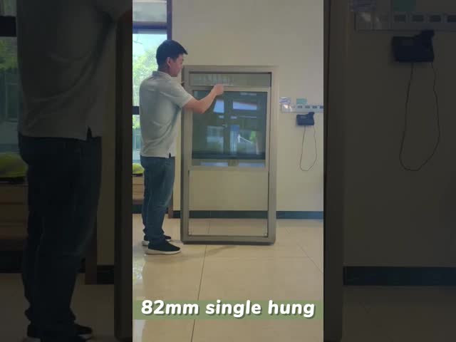 Ventilation Glass Apricot UPVC Single Hung Window Vertical Sliding Design