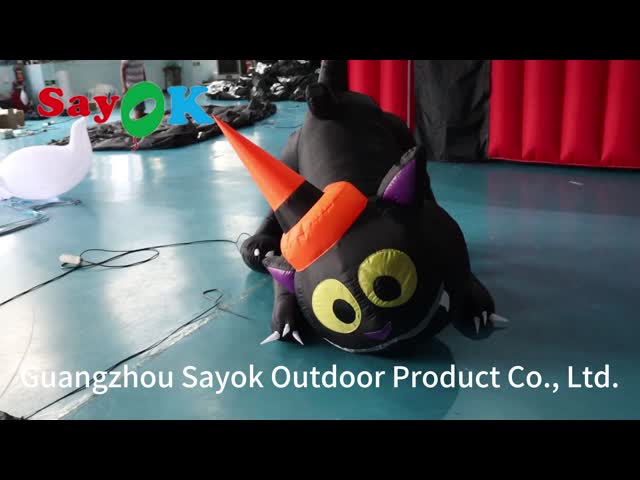 ハロウィーン 動漫 動物 モデル 充気型 黒猫 ハロウィーン 庭 飾り