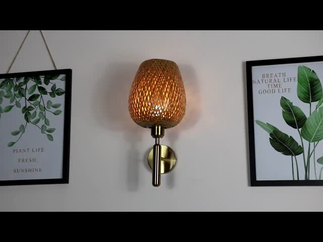 Nodic Woven Bamboo Rattan Wall Lights For Bedroom Living Room Decoration