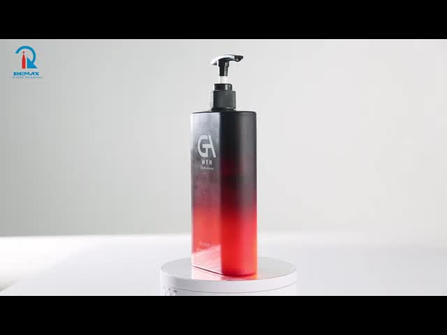 350/400ml Black Red Gradient smooth Rectangle with black pump for Shampoo Lotion Bottle