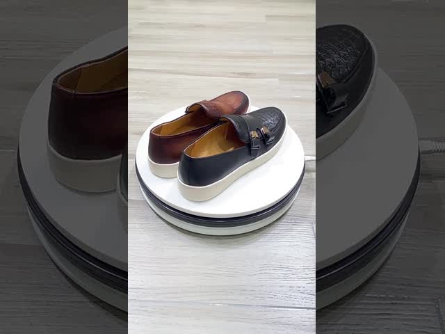 Low Heel Men Round Toe Slip On Sneakers , Crocodile Texture Leather Horsebit Loafers