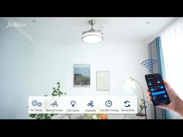 42インチ 暗くなるLEDライト付きの不可視天井扇風機 3Pcブレード 室内寝室