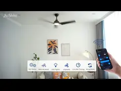 52 Inch Remote Led Ceiling Fan Black Abs Blade Whisper Quiet Motor