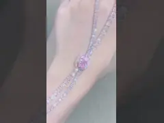2.87ct ピンクダイヤモンド テニスブレスレット オバルカット ロング 合成ダイヤモンド