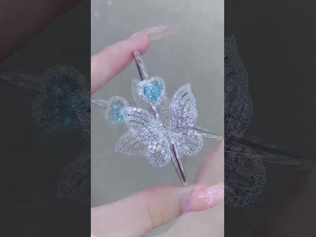 Культивированный бриллиантовый бабочка браслет Фанси цветовые бриллиантовые ювелирные украшения Ошейник видео