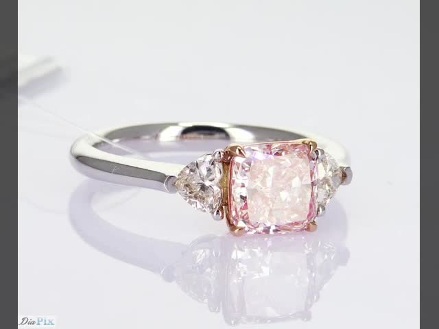 1.76CT Синтетический Вишневый Розовый ЦВД Алмазные Кольца Подушка Нарезанная В 18k Белое Золото видео