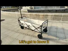 White Extended Four Wheel Camping Garden Folding Cart Hold Folding Table PVC Wheel