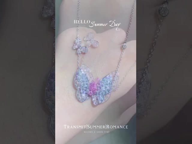 オーダーメイド ラボ ダイヤモンド ペンダント ネックレス ペアカット バターフライ 形 1.67ct