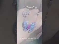 オーダーメイド ラボ ダイヤモンド ペンダント ネックレス ペアカット バターフライ 形 1.67ct