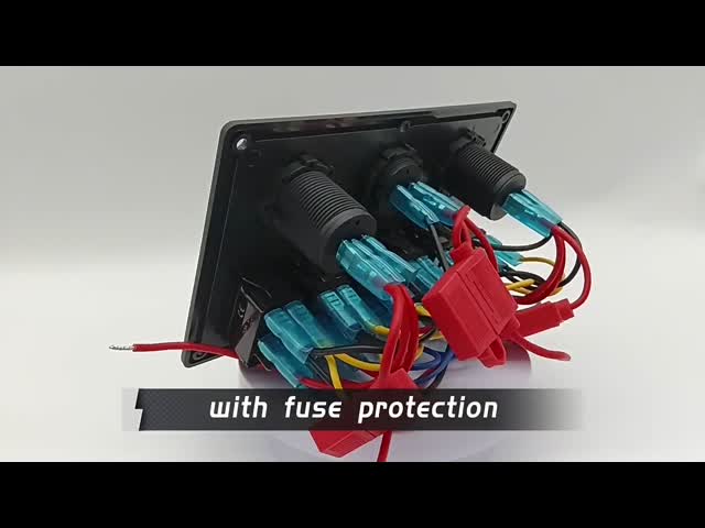 防水 海洋 ボート ロッカー スイッチ パネル 6 ギャング デュアル USB ソケット 3.1A ウォルト メーター 青色 LED ライト