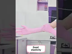 Flexible Durable Pink Synthetic Nitrile Gloves Non Irritating Nitrile Safety Gloves video