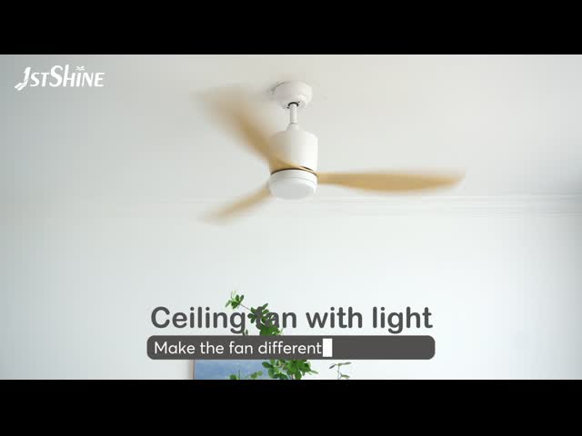 Plastic Blade Downrod Mount Indoor Dimmable LED Ceiling Fan Light For Low Ceiling
