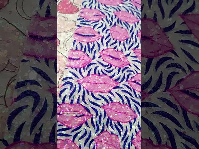 Printed Pink PU Polyurethane Leather Glitter Valentine'S Day Love Shape Gretel