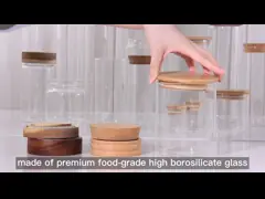 Прозрачные бамбуковые стеклянные бутылки для пряностей Сборник стеклянных бутылок для хранения пищи для кухни video