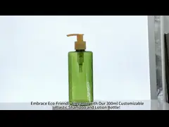 250ml Green cylindrical smooth with bamboo pump for shampoo lotion bottle