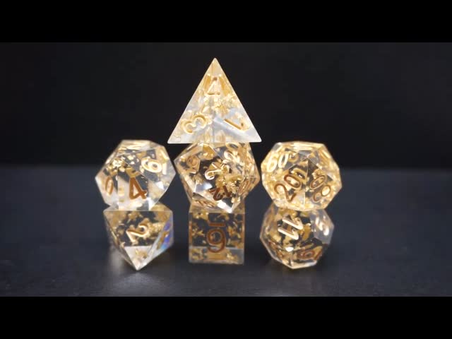 Handcraft Gold Foil Resin RPG Dice Set Dragon And Duct#Dnd#Rpg#Coc