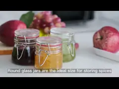 12 унций 17 унций прозрачные стеклянные банки для хранения конфеты круглые стеклянные контейнеры в большом количестве с золотыми металлическими крышками video