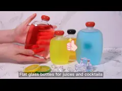 Противовоздушные 8 унций стеклянные бутылки сока плоская бутылка для ликера виски комбуча video