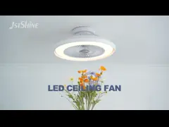 Включите безлопастный светодиодный потолочный вентилятор с приглушительным белым современным для учебной комнаты video