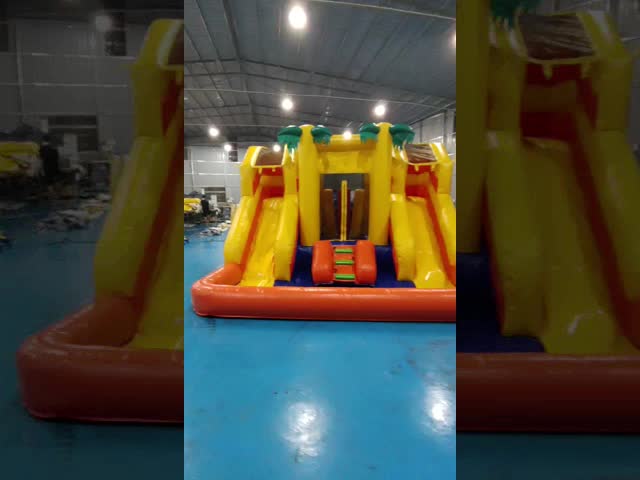 PVC 4x4x3m 充気コンボ リトルブランスハウス キッズ スライド付きブランス城