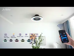 Вентилятор без лезвия в спальне с RGB Light Smart APP Черный Современный Малый Размер Многоцветный video