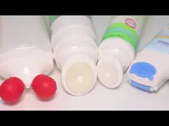 Трубка изготовленных на заказ особенных косметик лосьона логотипа трубок аппликатора пластиковая круглая форменная с шариком нержавеющей стали массажа video