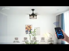 36 дюймовая стальная клетка E27 * 3 лампочка LED невидимый потолочный вентилятор с вытягиваемым лезвием video