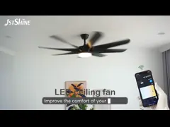 Умный контроль Металлический лезвие Черный потолочный вентилятор Свет с светом 110 В высокая мощность video