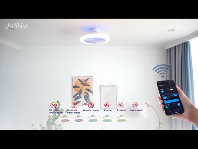 19 дюймовый крытый потолочный вентилятор с светодиодным освещением и дистанционным управлением видео