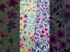 Flores de primavera brillantes Imprimido Glitter de algodón de fondo de terciopelo tela de cuero PU