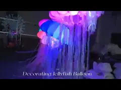 Цветный надувный балон медузы подвешенный светодиодный свет с рождественским украшением video