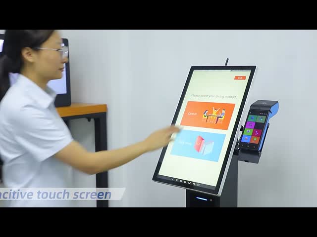 15.6 / 21.5" Cashless Countertop Self Service Kiosk Thermal Printer QR Code Scanner
