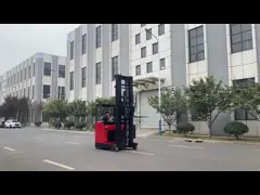 1.5t 2t электрический супермаркет Reach вилочный грузовик наборник 24v AC двигатель стоять video