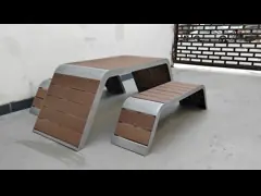 Muebles para patio de banco urbano exterior de plástico compuesto de acero y madera WPC