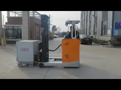 Lift height 6 m Capacity 1.5 tons Seat-mounted electric reach truck with high capacity battery