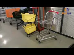 Стальная новая супермаркетная корзина с продуктом весом 100 кг. video