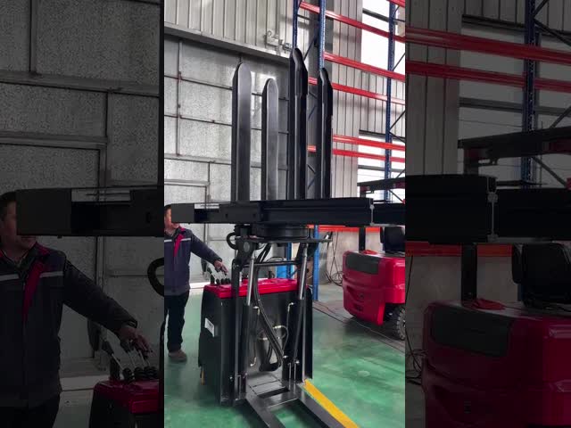 1500kg Electric Rotating Stacker Straddle Lift With Pallet Rotator For Warehouse Handling