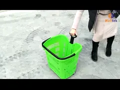 Созданный на заказ логотип супермаркета Красная пластиковая корзина с двумя колесами video