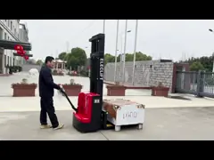 полностью электрический грузоподъемник штабелеукладчика склада штабелеукладчика 210Ah паллета 2.2Kw video