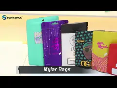 Ультрафиолетовые пятна КБР Гумовые упаковочные пакеты Марихуана Детская стойкость Zipper Flat Pouch video