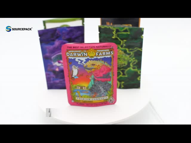 Child Resistant Customizable Weed Packaging Bag 3.5g Mylar Stand Up Pouch
