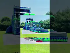 Летняя вечеринка надувная водная горка серовато-желтая надувная влажная горка с брызгами video