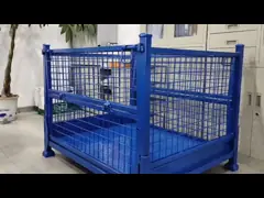 Складная складная стойка для складов, подставляемая на столбики, паллетная коробка из проволочной сетки 1000 кг video