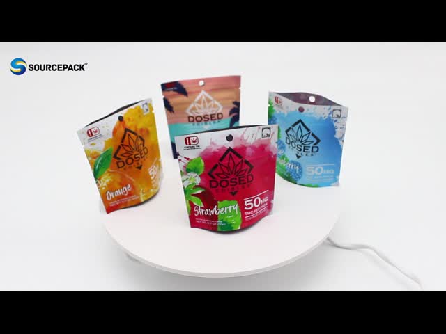 Child Resistant Weed Packaging Smell Proof Stand Up Pouch Custom Printed Mylar Bag