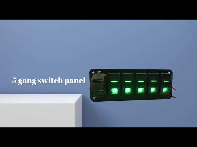 DC 12V 7 Gang Rocker Switch Panel с двойным зарядным устройством USB LED мощностью 4,8 ампера видео