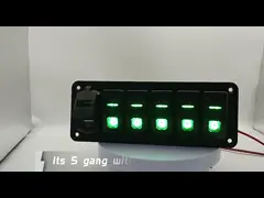 DC 12V 7 Gang Rocker Switch Panel с двойным зарядным устройством USB LED мощностью 4,8 ампера video