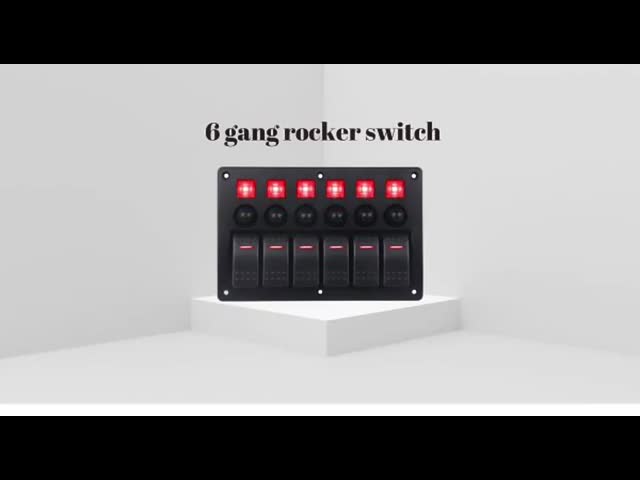 DC 12V 6 ギャング ロッカー スイッチ パネル 自動車 ボート 赤いライト LED