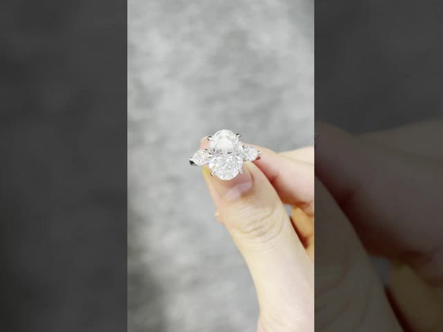 Joias de diamantes fabricadas em laboratório três pedras noivado anéis de casamento diamantes cultivados