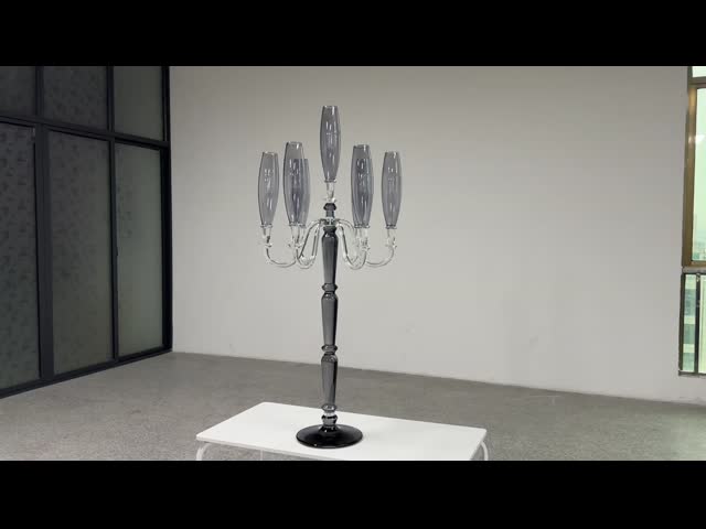 ZT-593B Saixin Large 7 Arms Crystal Candelabra Chic Smoke Gray Colored For Wedding Centerpieces