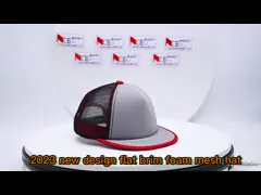 High Durability Contrast Stitching Flat Brim Mesh Cap With Snapback Closure